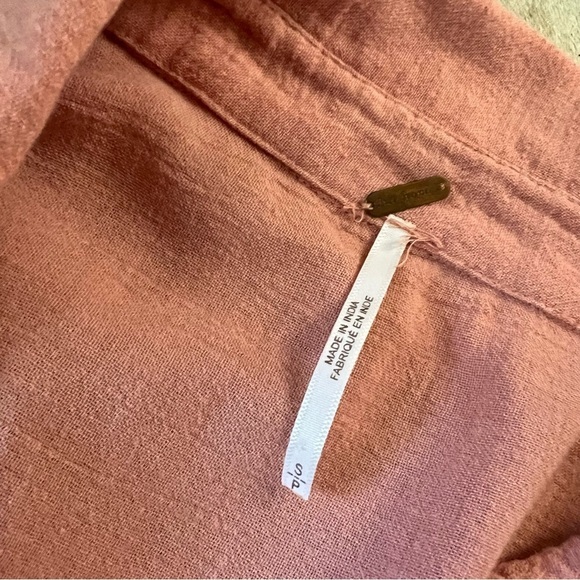 FREE PEOPLE Monika Peach Shirt Midi Drop Waist Dress Size Small - Picture 9 of 12